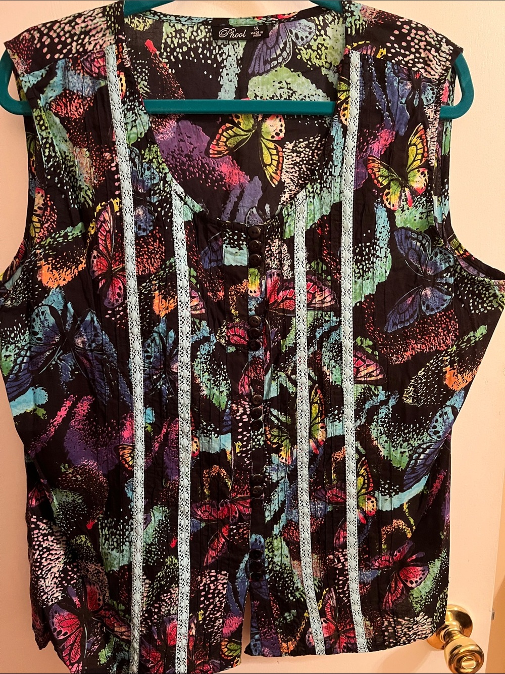 Phool Black Butterfly Print Sleeveless Top